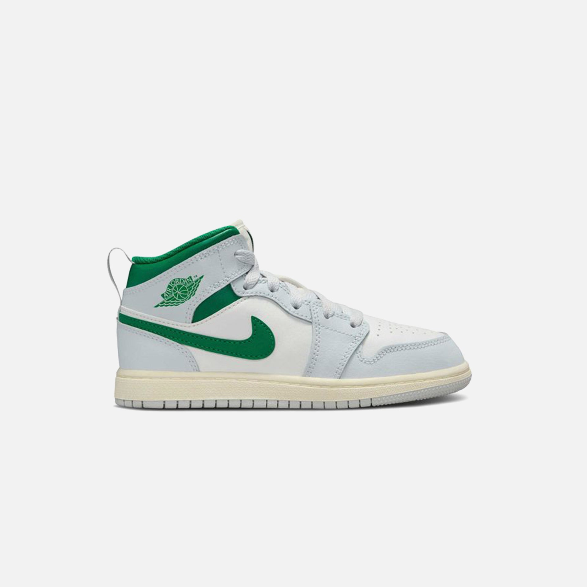 Jordan GS Air Jordan 1 Mid - Summit White / Pure Platinum / Sail / Pine Green