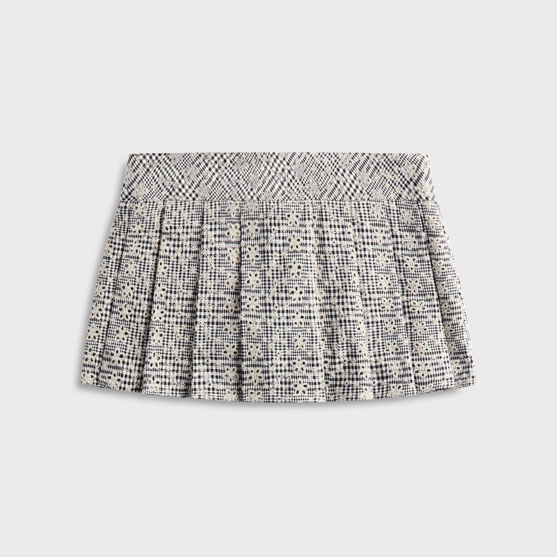 GUIZIO Floriane Gingham Mini Skirt with Shorts in Black / White