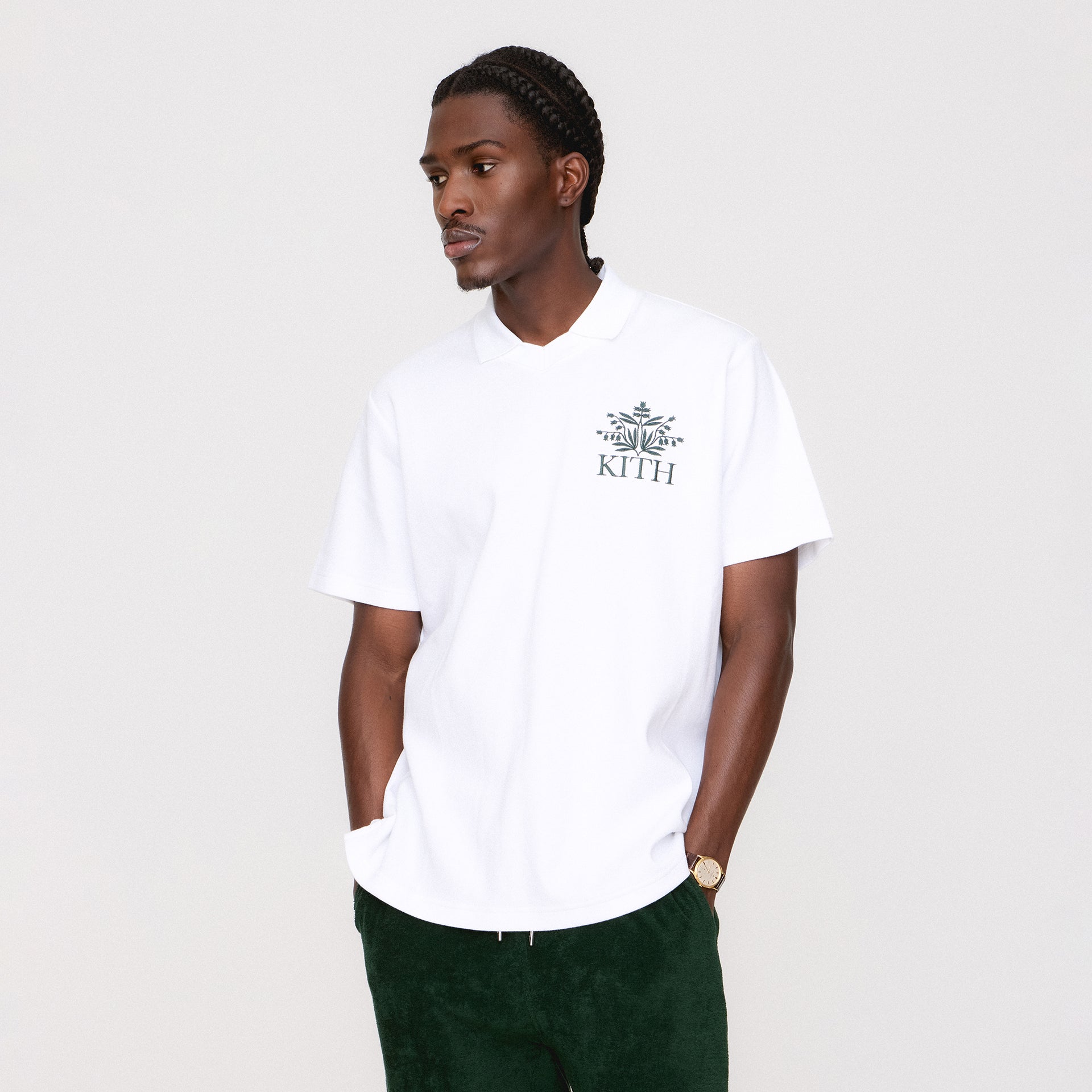 Kith Pique Short Sleeve Tap in Polo - White