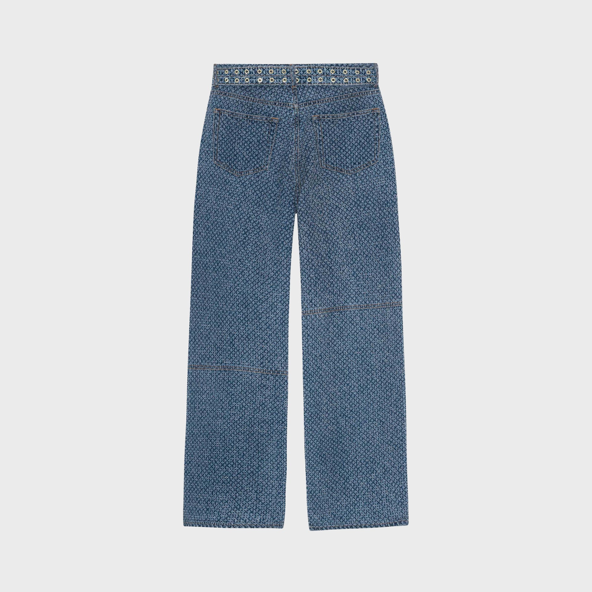 Ganni Fluffy Denim Izey Belt - Mid Blue Stone