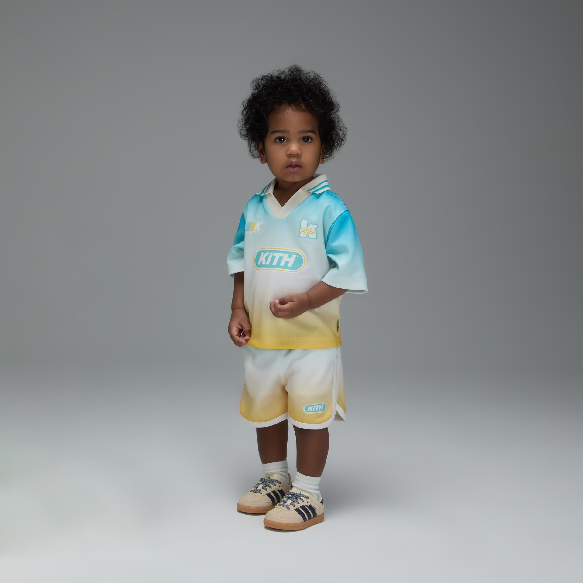 Kith Baby Gradient Soccer Polo - Dusty Aqua