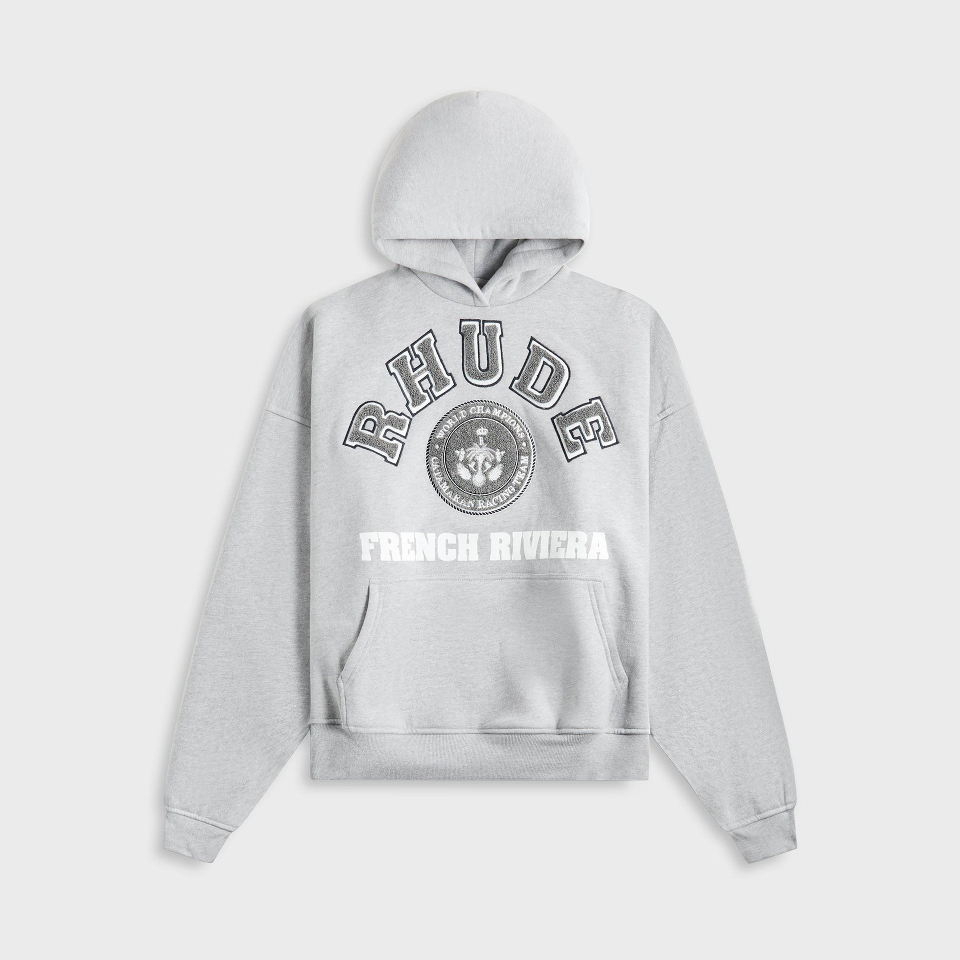 Rhude French Riviera Patch Hoodie in Heather Gray