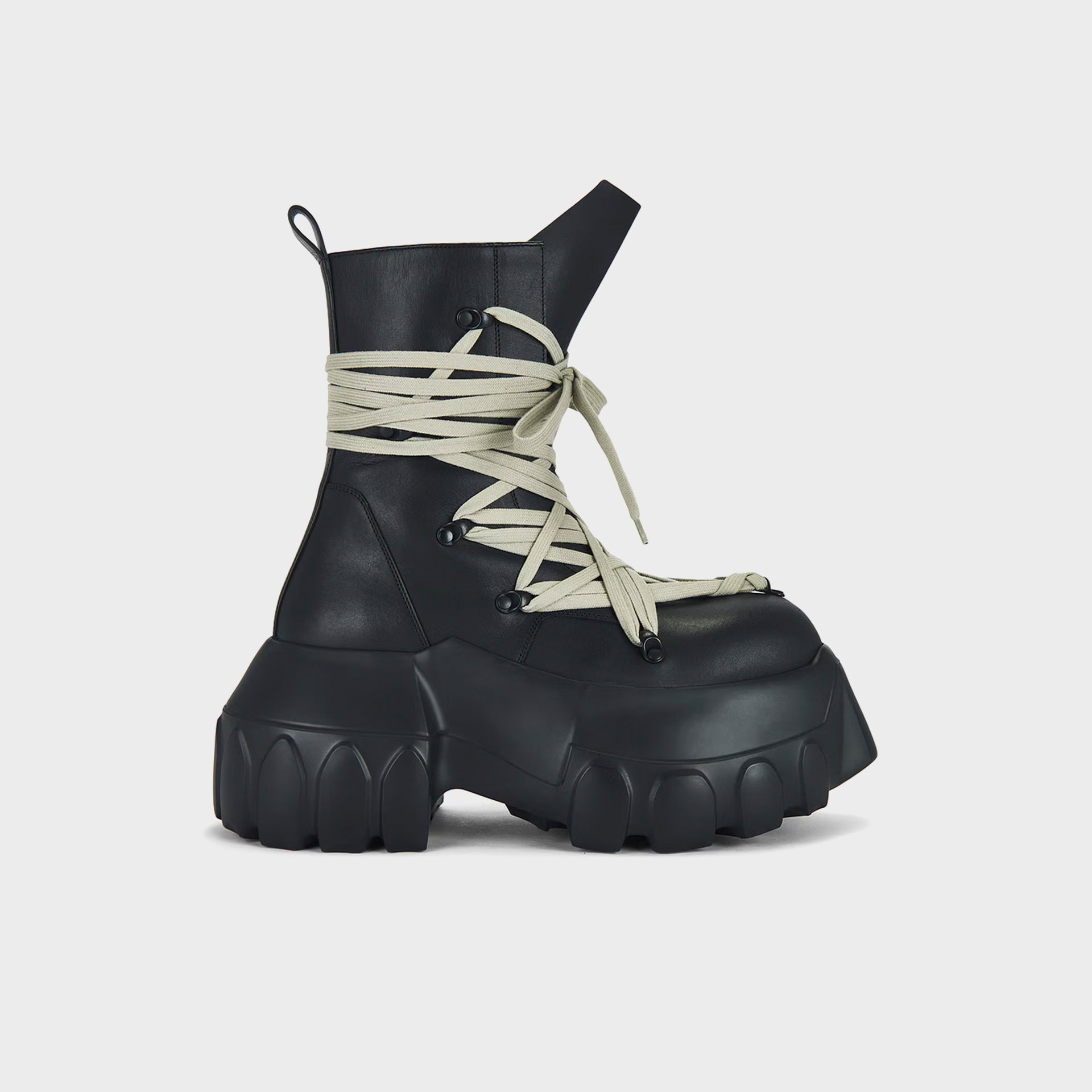 Rick Owens Megalaced Mega Tractor Stivali in Pelle - Black