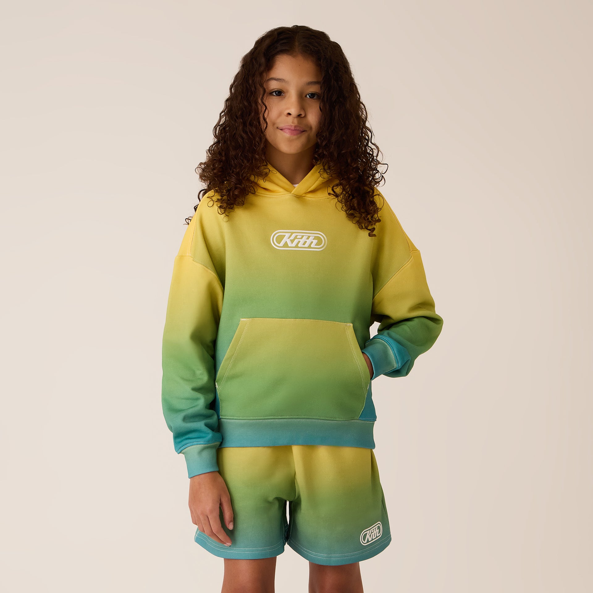Kith Kids Ombre Nelson Pullover Hoodie in Parrot
