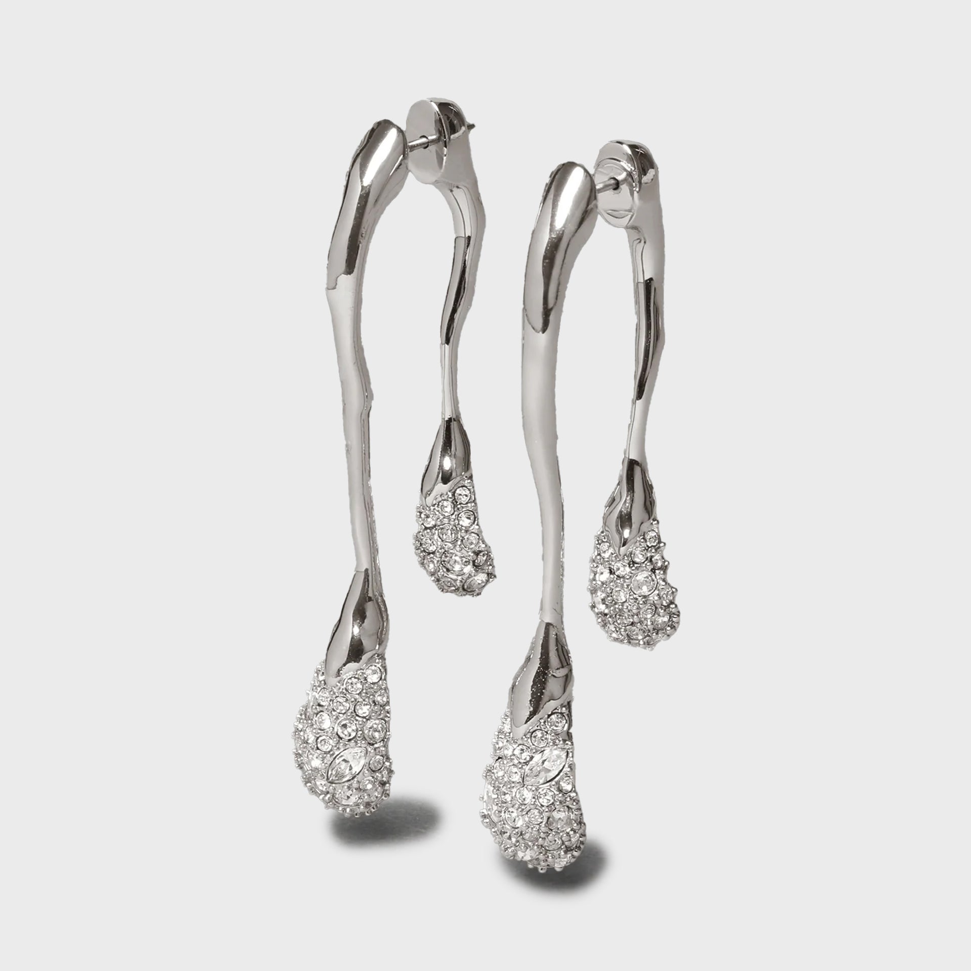 Alexis Bittar Solanes Crystal Front Back Double Drop Earring - Silver